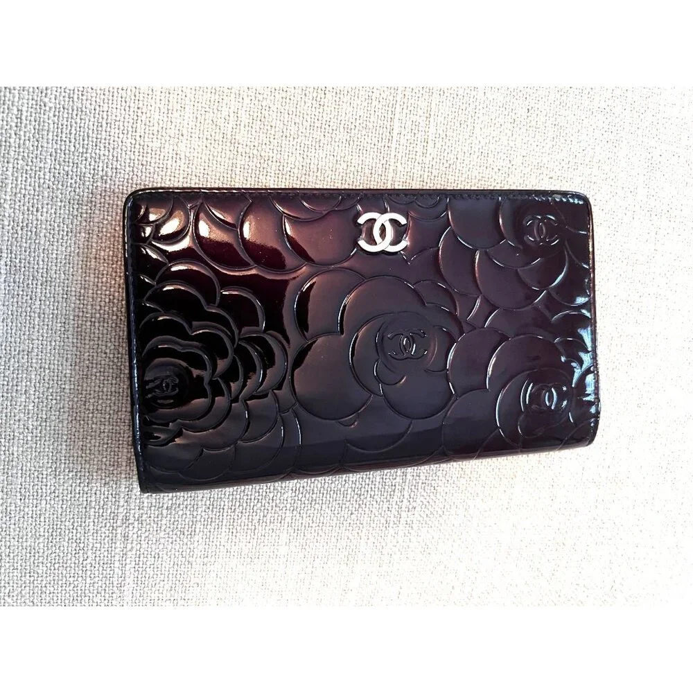Chanel Patent Leather Camellia Wallet